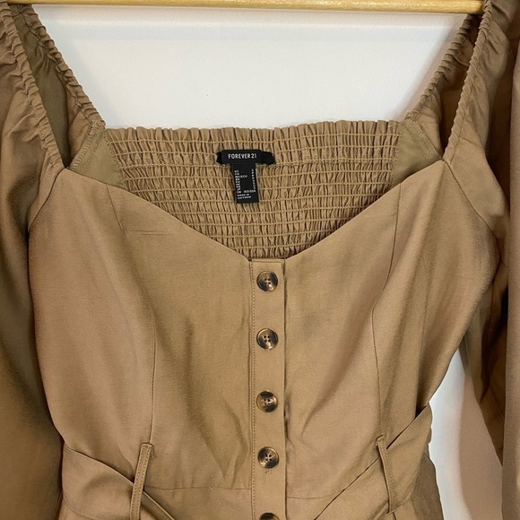 Forever21 Khaki Safari Style Shorts Romper - Picture 4 of 14